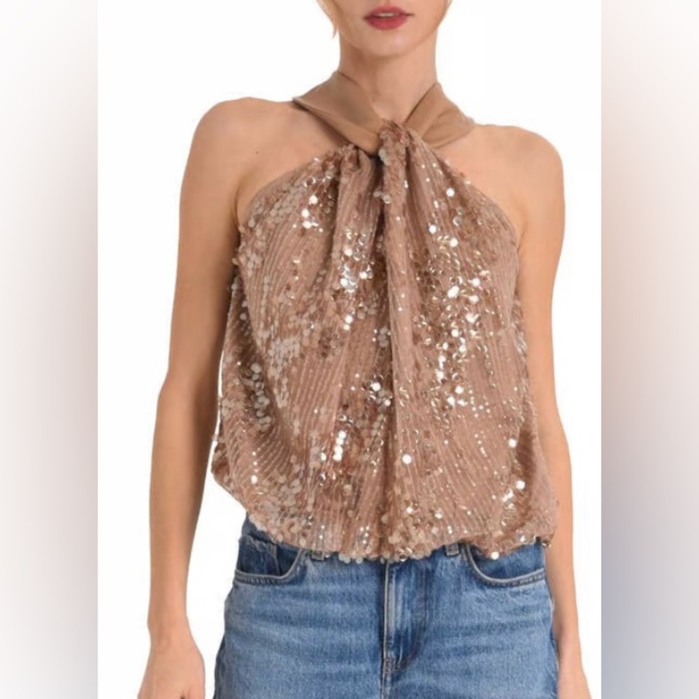 NWT Ciebon twist neck sequined halter top. Size S.